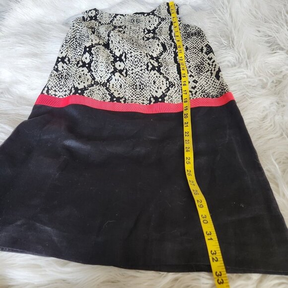 LOFT 100% Linen Dress Snake Print Sleeveless Shift Drop Waist Color Block Sz 6 P - Picture 8 of 11